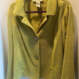 Requirements Green Corduroy Blazer/Jacket Large Button Closure Apple Green